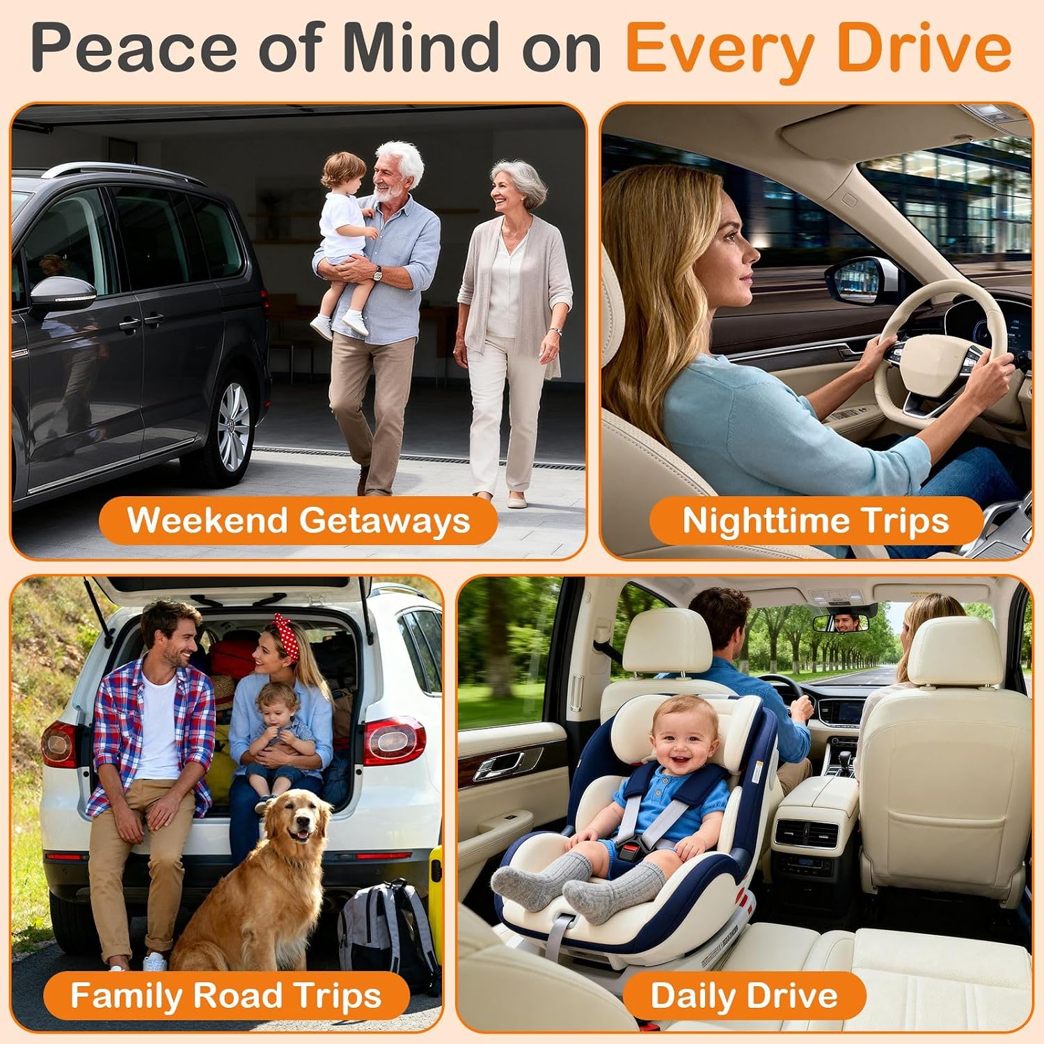 HD 1080P Baby Car Camera: Clear Night Vision for Road Trips & Solo Driving