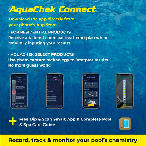 AquaChek Yellow 4-Way Pool and Spa Test Strips - 50 Yellow Test Strips - Swimming Pool Test Strips for pH, Free Chlorine, Total Alkalinity, and Cyanuric Acid - Quick and Accurate Results - (2-Pack)