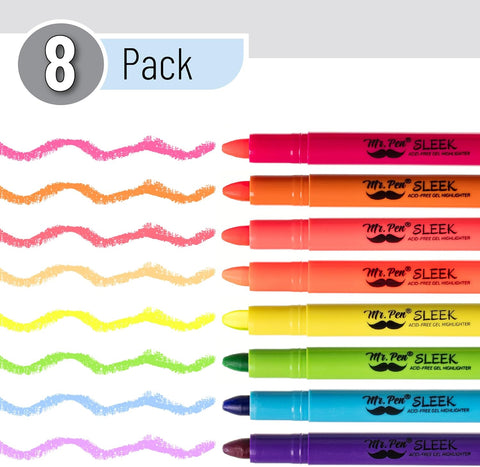 Mr. Pen- No Bleed Gel Highlighters, Vibrant Colors, 8 Pack