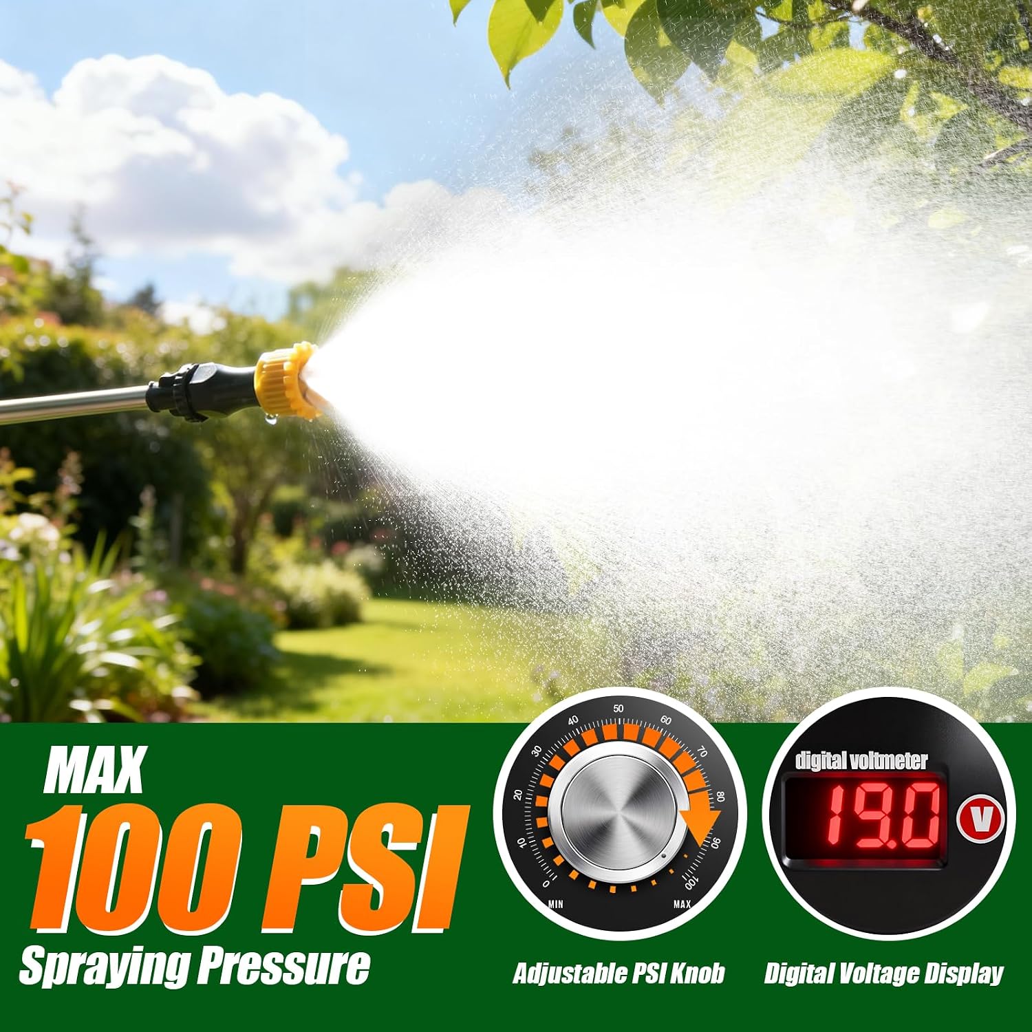 VAXMAY Backpack Sprayer 4.2 Gallon Battery Powered, 100 PSI Electric Garden Sprayer Works with Makita 18V Battery, Weed Lawn Yard Sprayer with 42" Telescopic Wand, 5 Nozzles, 2.5Ah Battery & Charger