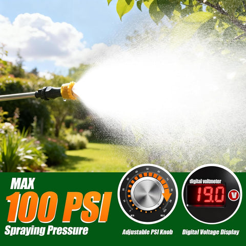 VAXMAY Backpack Sprayer 4.2 Gallon Battery Powered, 100 PSI Electric Garden Sprayer Works with Makita 18V Battery, Weed Lawn Yard Sprayer with 42" Telescopic Wand, 5 Nozzles, 2.5Ah Battery & Charger
