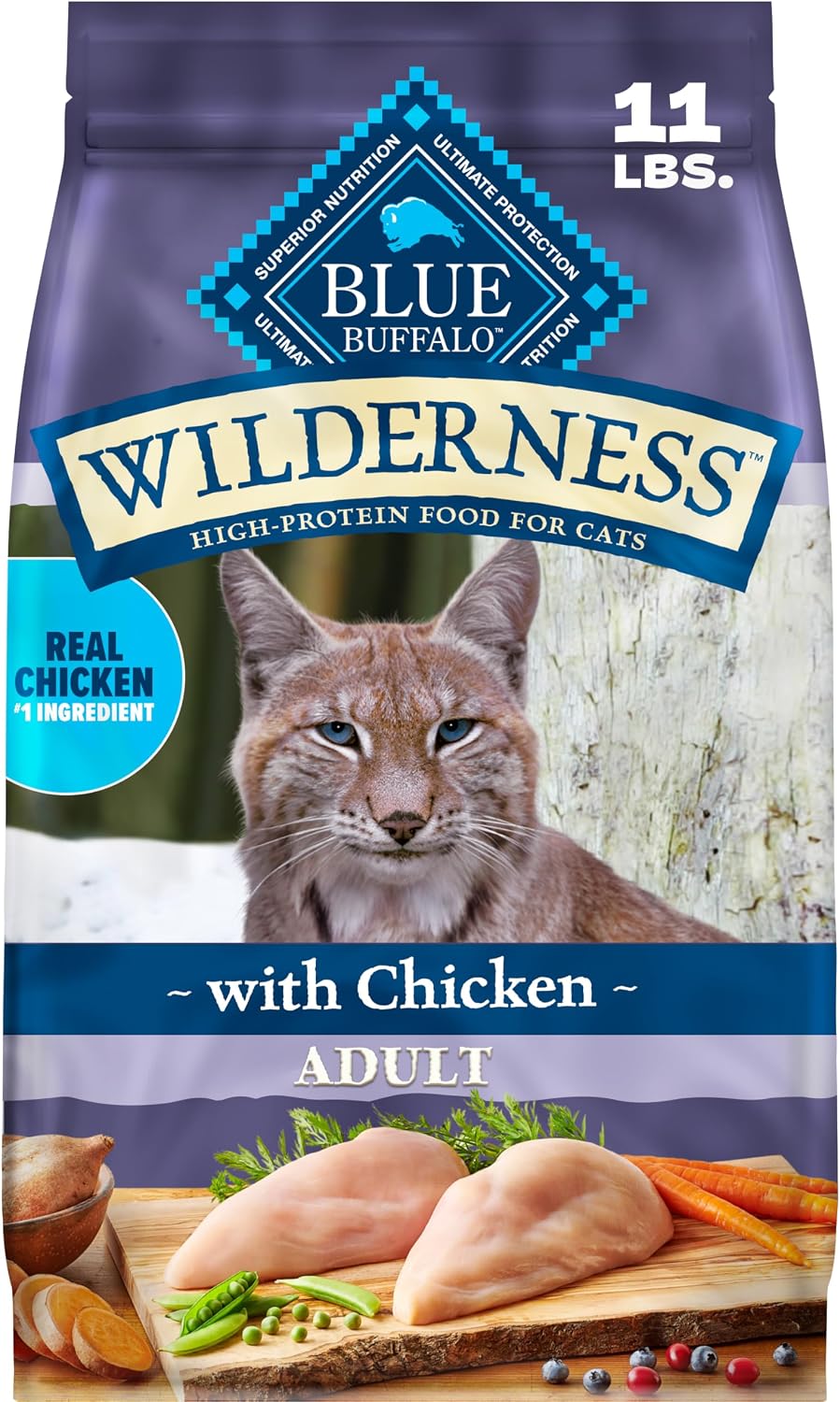 Blue Buffalo Wilderness Chicken Adult Dry Cat Food, Grain-Free, 11 lb