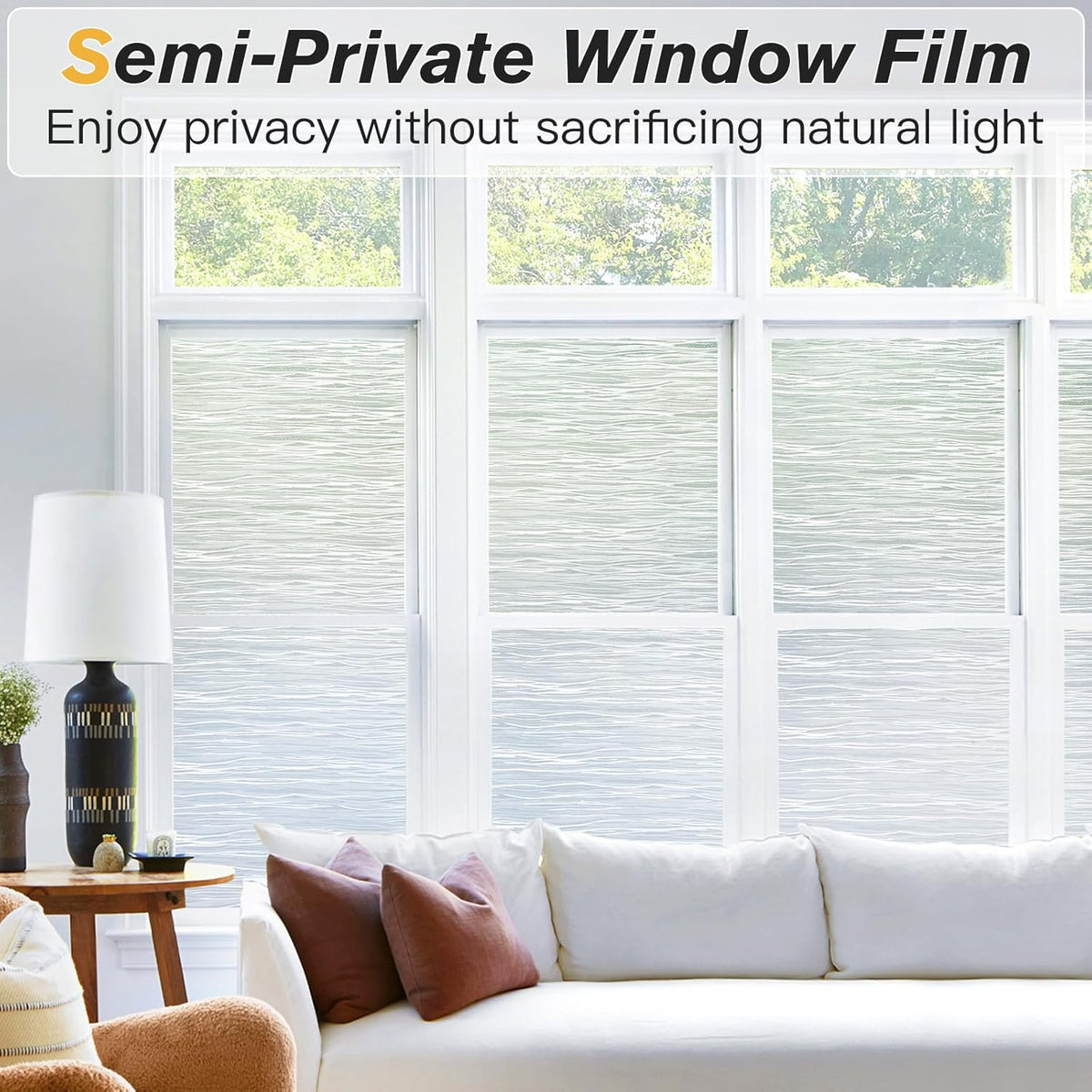 Haton Window Privacy Film, Frosted Glass Non-Adhesive Film, 17.5" x 118.1"