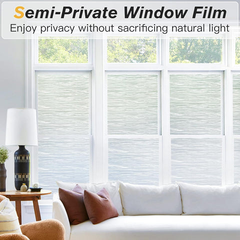 Haton Window Privacy Film, Frosted Glass Non-Adhesive Film, 17.5" x 118.1"