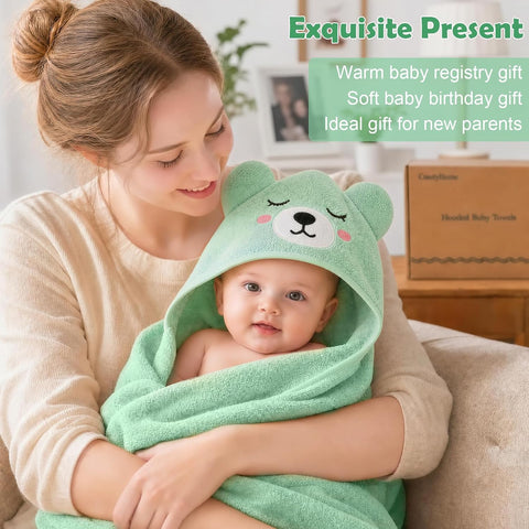 6 PCS Baby Bath Towels for Infants Toddlers Essentials, Green