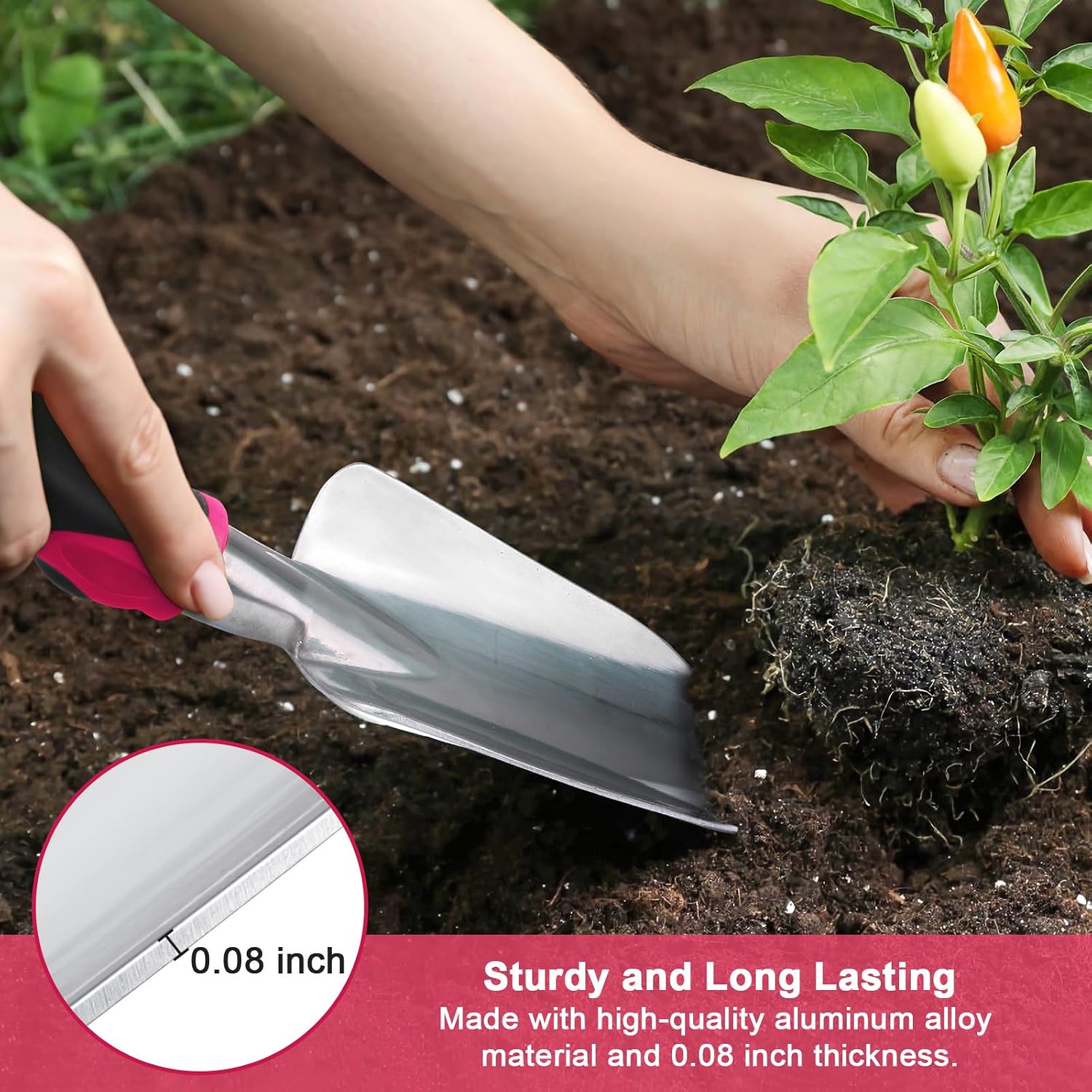 Garden Shovel Hand Trowel, Rust Resistant Garden Spade Hand Shovel Red
