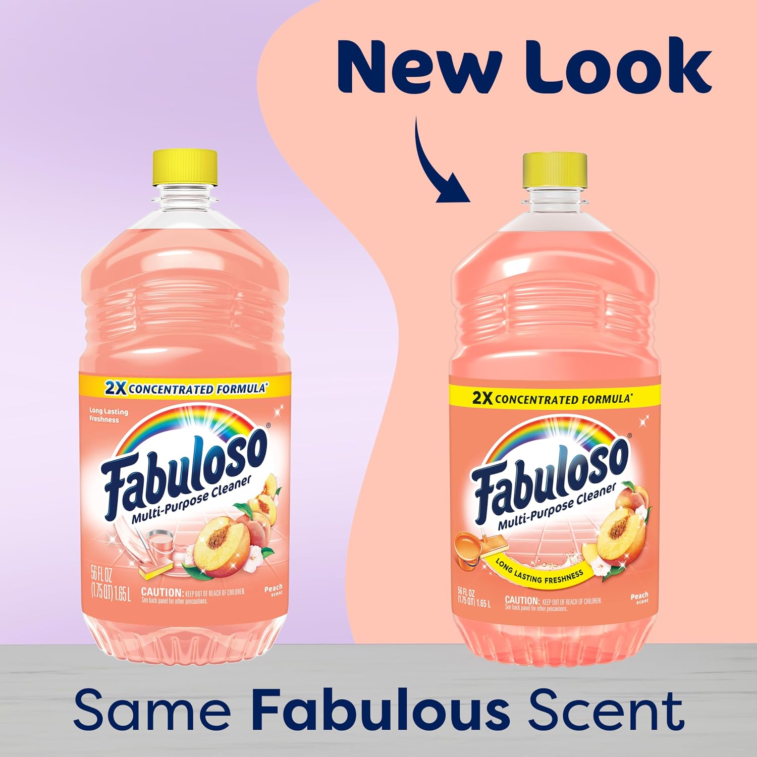 Fabuloso 2X Multi-Purpose Cleaner, No Rinse Floor Cleaner, Long-Lasting Freshness, Peach Scent, 56 fl oz