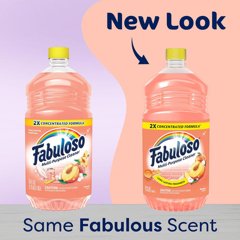 Fabuloso 2X Multi-Purpose Cleaner, No Rinse Floor Cleaner, Long-Lasting Freshness, Peach Scent, 56 fl oz