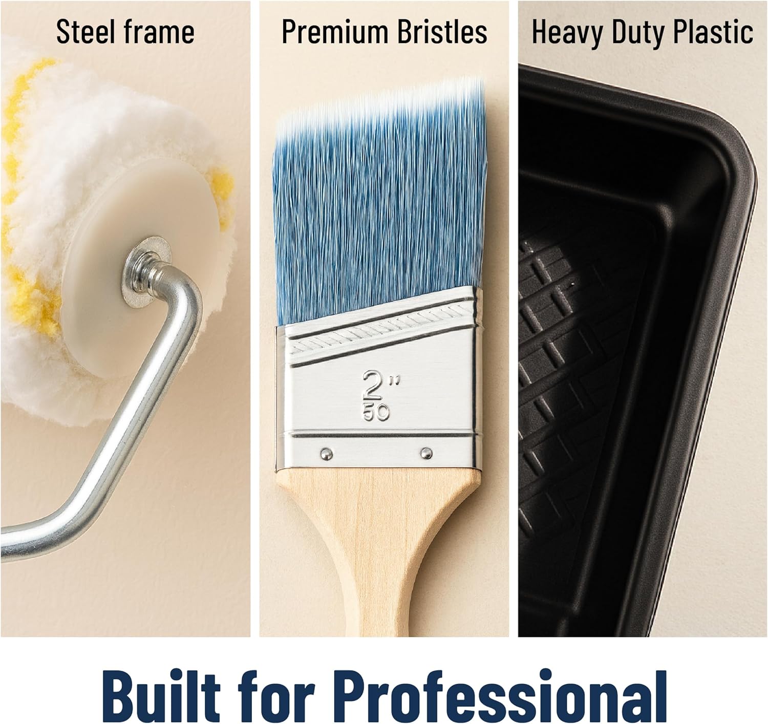 Bates- Paint Roller Kit, 19 pcs, Roller Set with Microfiber Sleeves & Frame