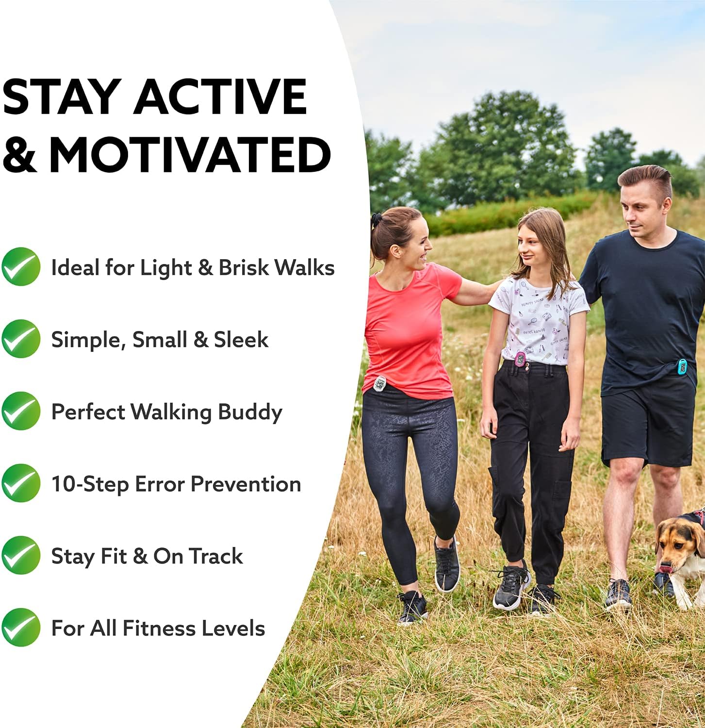 3DFitBud Simple Step Counter Walking 3D Pedometer by 3DActive with Clip, Lanyard Accurate Step Tracker Large Display, Easy to Use for Kids Men Women Adult Seniors Daily Step Tracking - A420S