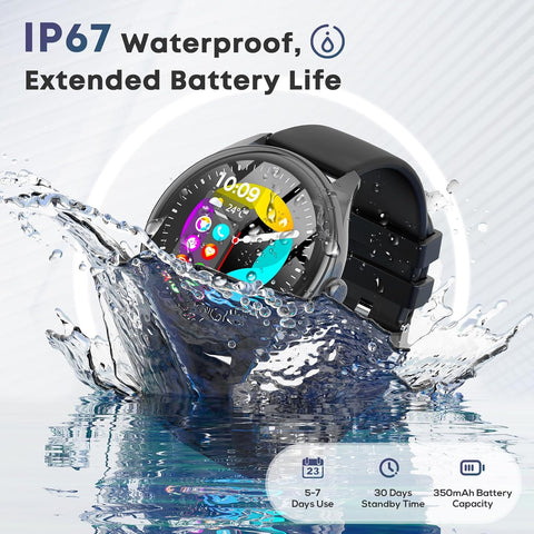 Smart Watch for Men, 1.39" HD Touchscreen Smartwatch with 120 Sports Modes, AI Voice Assistant, Heart Rate/Sleep Monitor, Bluetooth Call & Music Control Fitness Watch for iPhone/Android (Black)