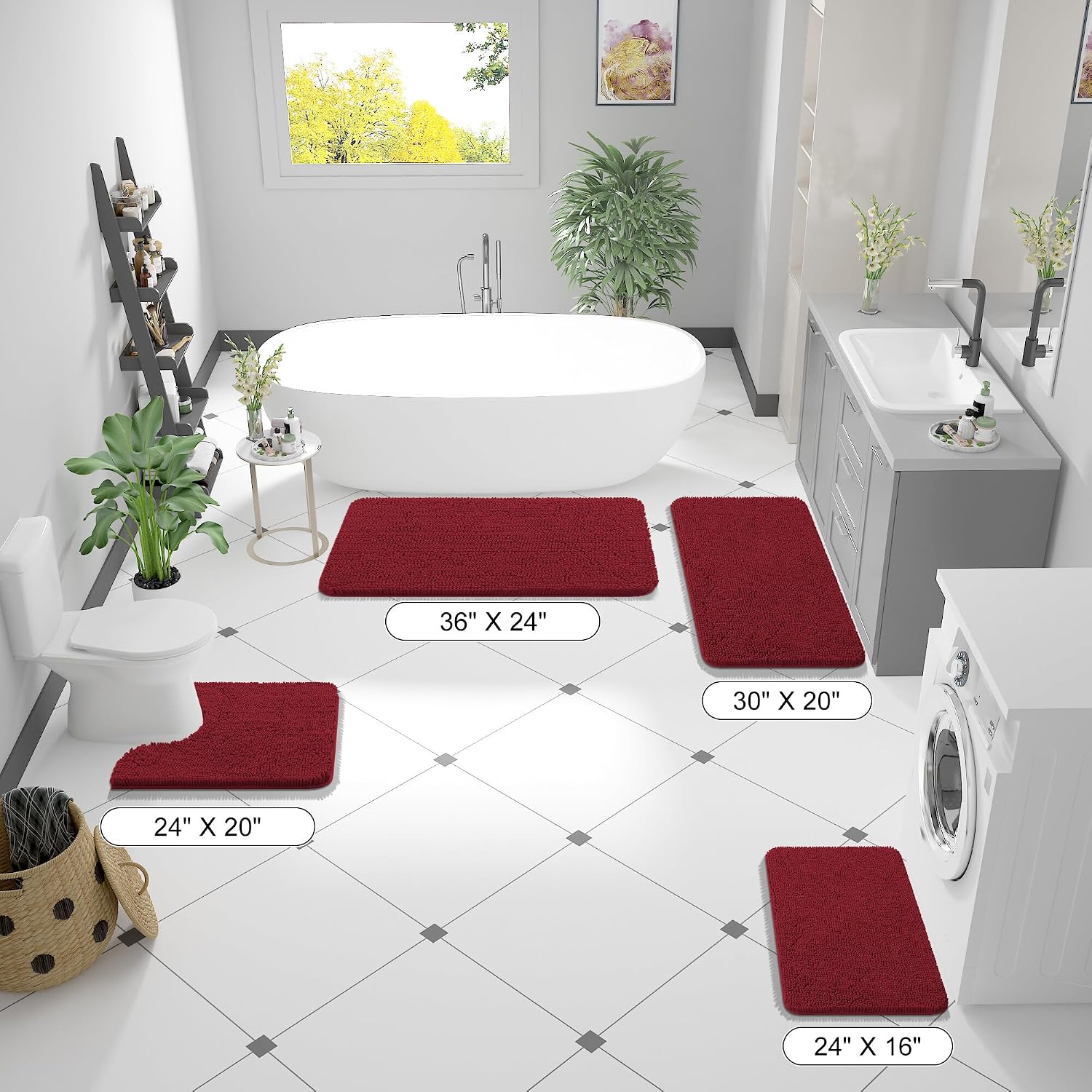 OLANLY Bathroom Runner Rugs 47x20, Extra Soft Absorbent Chenille Bath Rugs