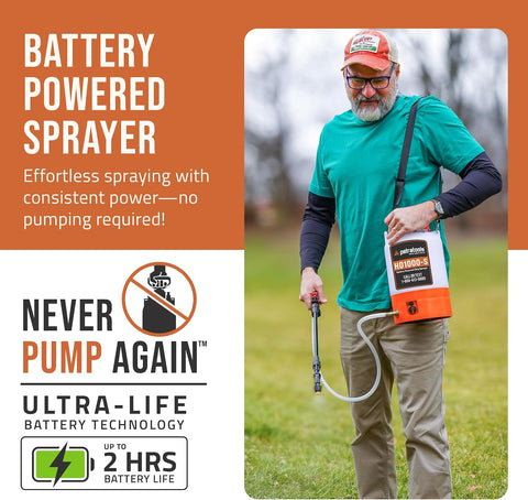 PetraTools HD1000-S 1 Gallon Electric Sprayer - 2-Hour Runtime, 2 Nozzles