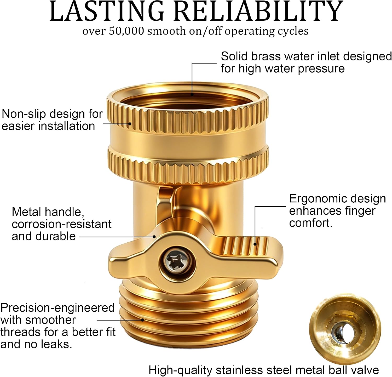 Xiny Tool Brass Garden Hose Shut Off Valve, 4 Pack Heavy Duty 3/4 Inch Solid Brass Garden Hose Shut Off Valve with 4 Extra Rubber Washers