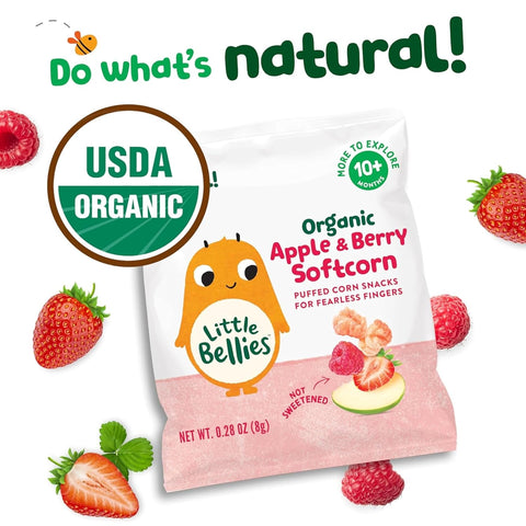 Little Bellies Organic Apple & Berry Softcorn Baby Snack 0.28 oz, 18 Pack
