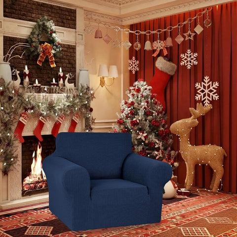KEKUOU Stretch Chair Sofa Slipcover, Single Couch Cover,Navy Blue