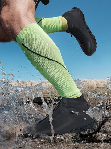 Zbyoujer Waterproof Rain Shoe Covers, Silicone Overshoes with Zipper Non-slip Galoshes for Men and Women (S (Kids 3-5 year), Green) (S (Kids 3-5 year), Green)