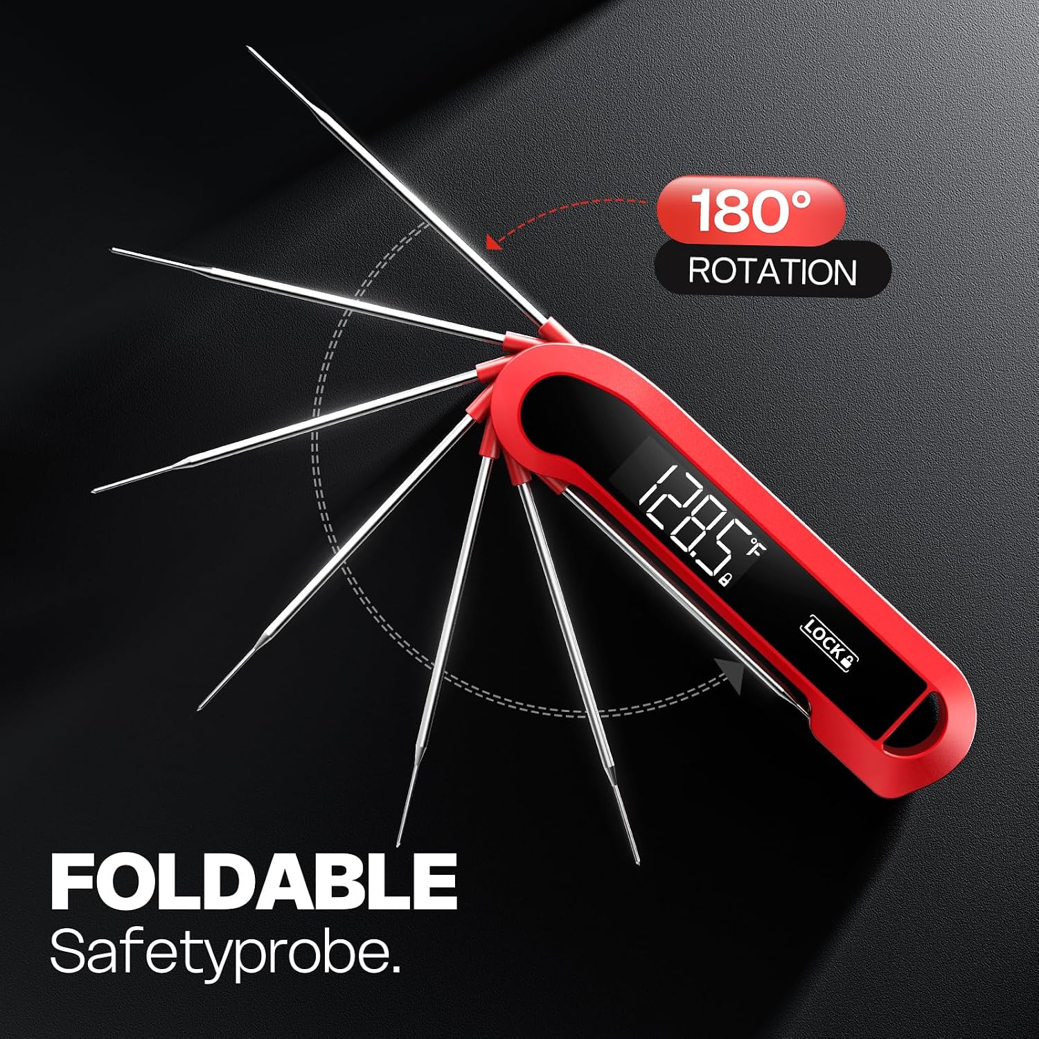 0.3 Sec Instant Read Meat Thermometer Digital for Cooking, Red