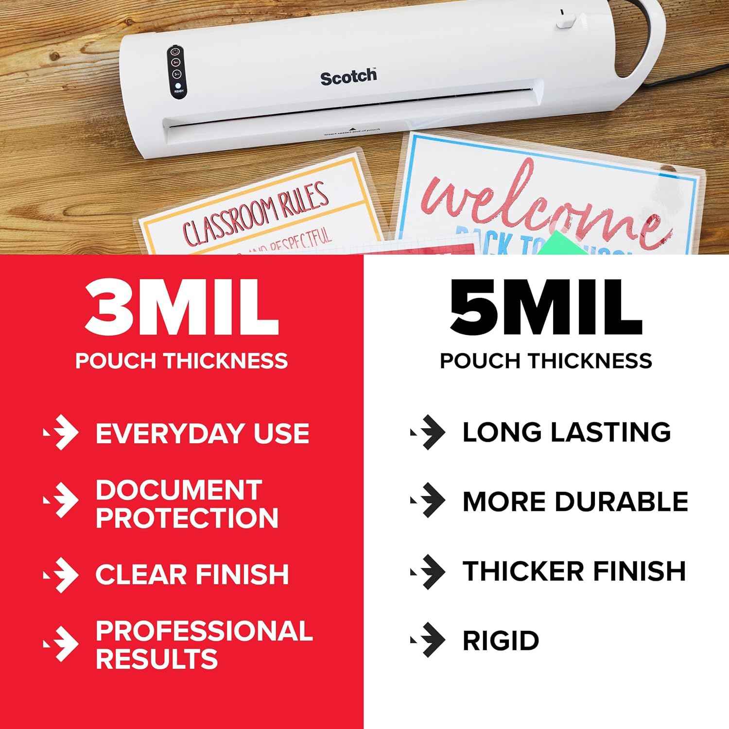 Scotch Thermal Laminating Pouches, 200 Count, Clear, 3 mil. | Ideal Office or School Supplies, Fits Letter Sized Paper (8.9 in. × 11.4 in.)