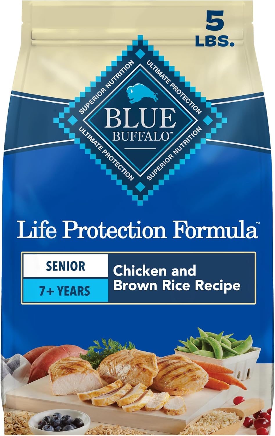 Blue Buffalo Life Protection Formula Chicken Senior 7+ Dry Dog Food, 5 lb