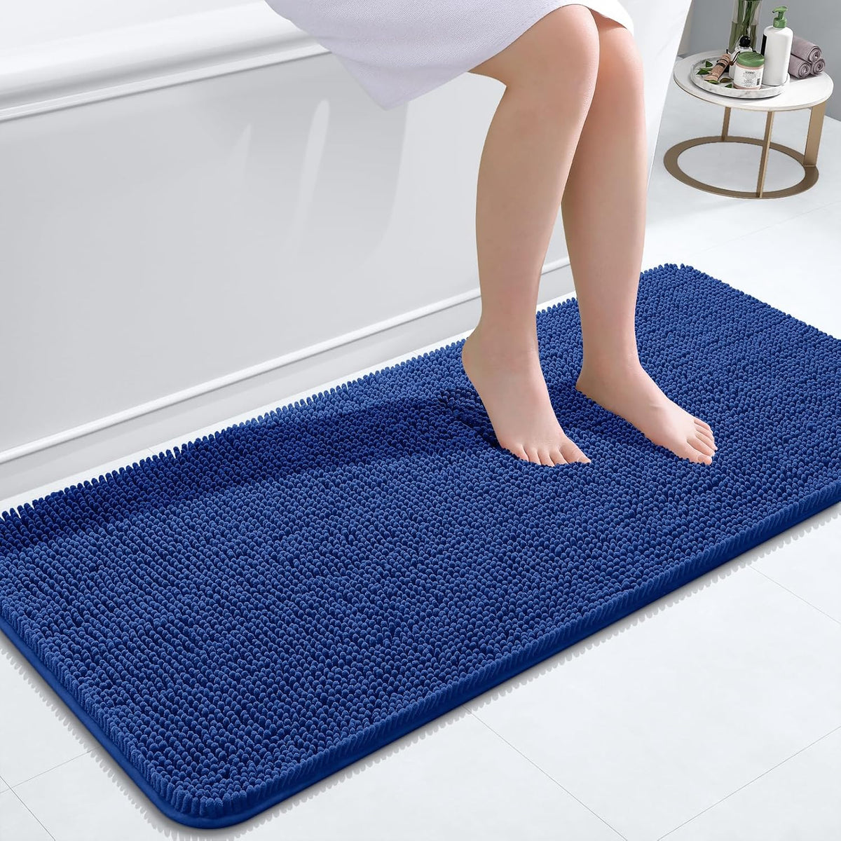 OLANLY Bathroom Runner Rugs 47x20, Extra Soft Absorbent Chenille Bath Rugs