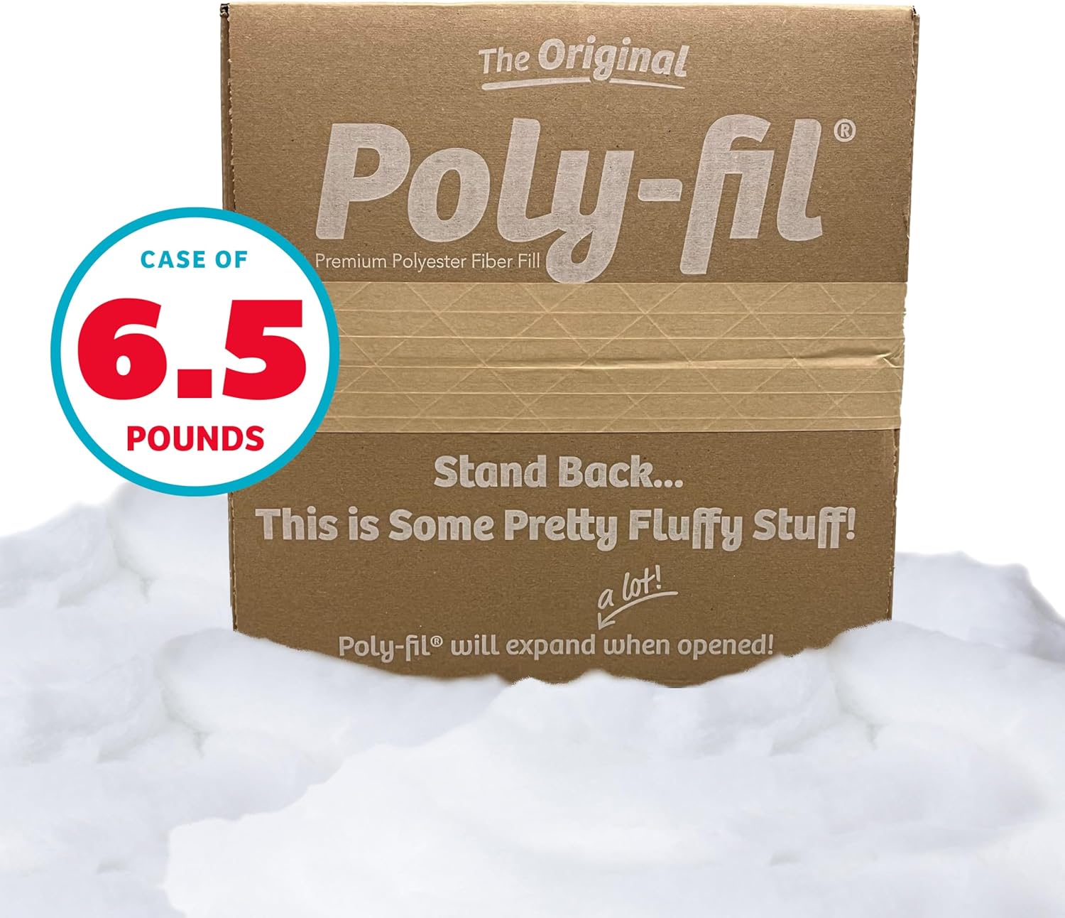 Fairfield The Original Poly-Fil, Premium Polyester Fiber Fill, Soft Pillow Stuffing, Stuffing for Stuffed Animals, Toys, Cloud Decorations, and More, Machine-Washable Poly-Fil Fiber Fill, 6.5 lbs. Box