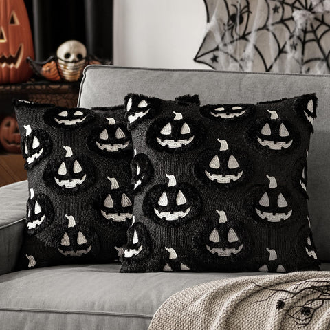 MIULEE Halloween Fall Thanksgiving Ghost Throw Pillow Covers 18x18 Black
