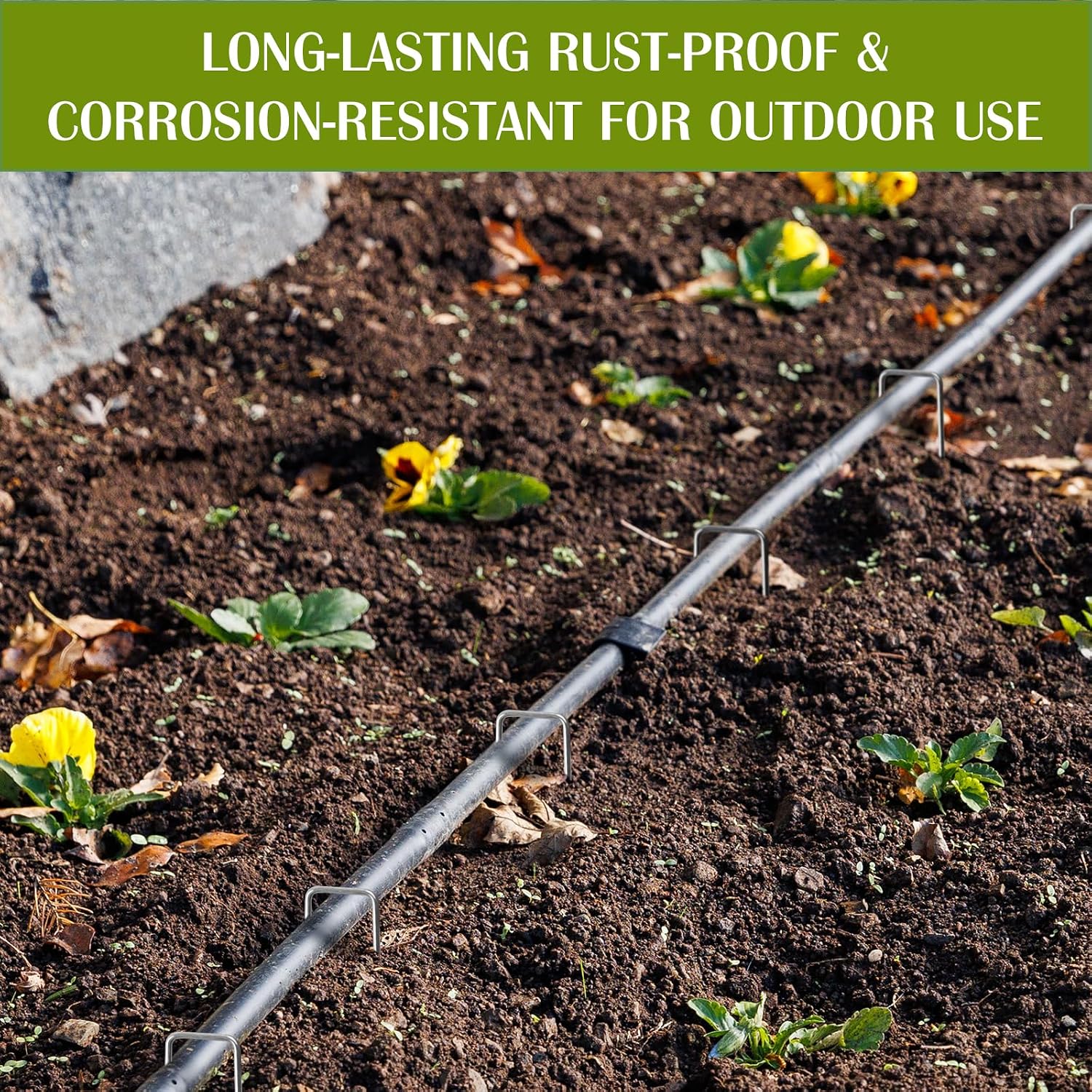 Whonline 75 Pack Landscape Staples 4 Inch, 12 Gauge Garden Stakes