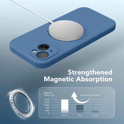 Magnetic for iPhone 14 Case Silicone Lake Blue