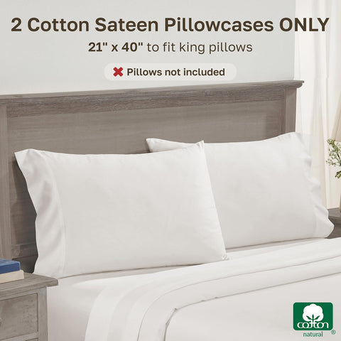 California Design Den 600 TC Set of 2 King Size Pillowcases, True Ivory