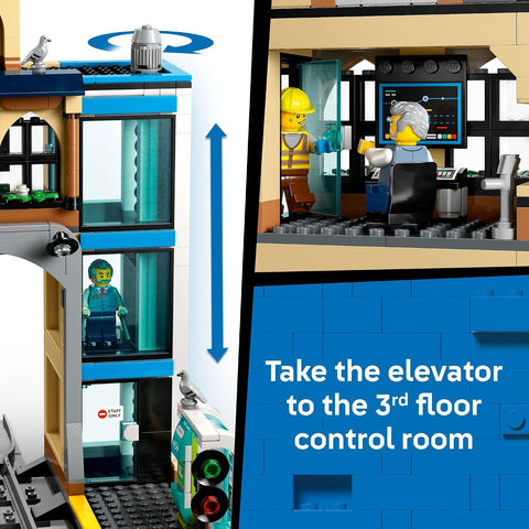 LEGO City Central Train Station Building Toy - Multi-Level Pretend Play Set for Boys & Girls, Ages 7+ - Building Blocks for Kids - Gift Idea for Birthdays - 60469