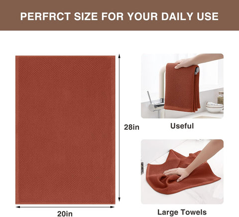 Homaxy 100% Cotton Oversized Waffle Weave Kitchen Towels 6-Pack, Rust
