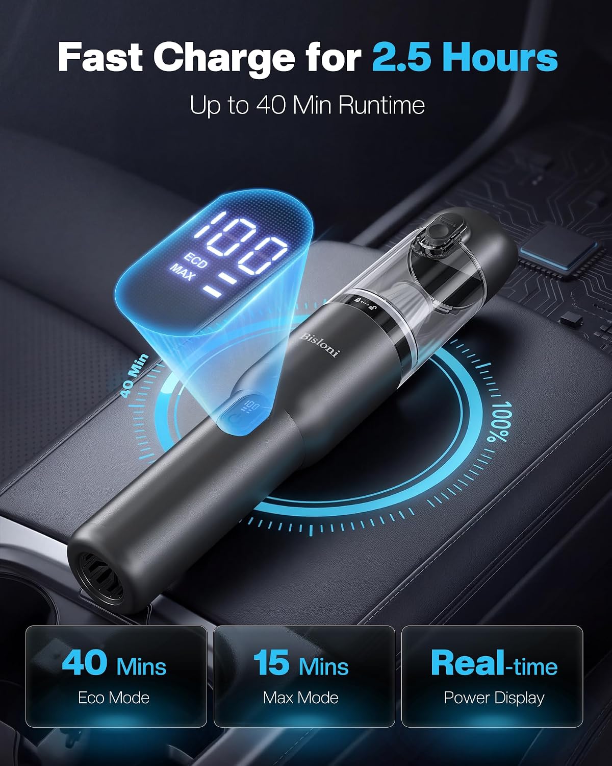 Car Vacuum 4-in-1 Small Handheld Vacuum w/ 20000Pa Suction, Cordless Hand Held Vacuum Rechargeable w/ Power Display, Portable Cordless Mini Car Vacuum with Led Light for Car Home Office Desk Keyboard