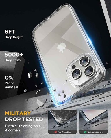 miracase for iPhone 15 Pro Case, Full-Body Clear Bumper Phone case with Built-in Glass Screen Protector& Camera Protector, Military Drop Proof 15 Pro Case Cover 6.1 inch,Clear