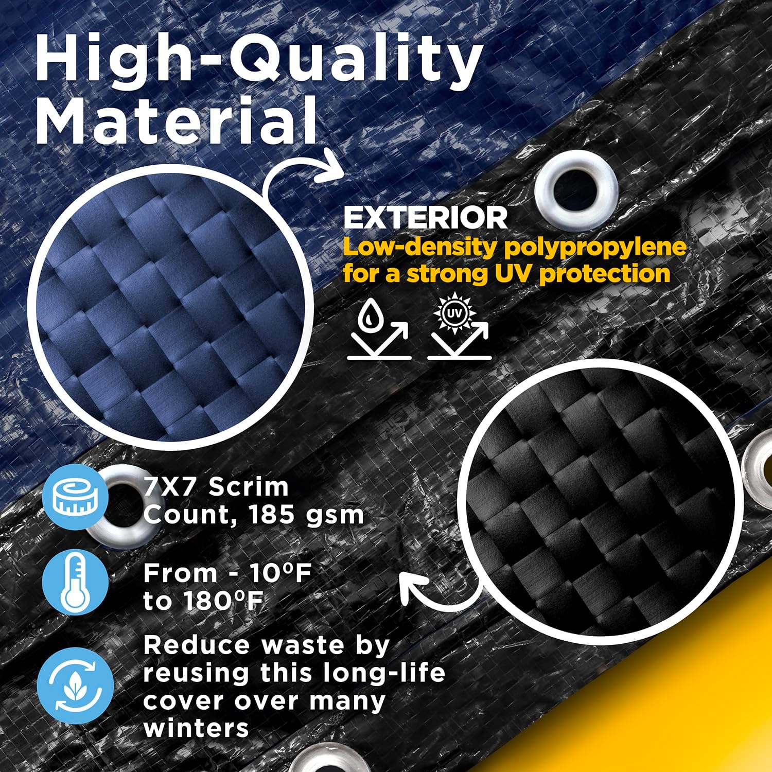 25x45 ft Rectangle Inground Pool Cover, Navy Blue