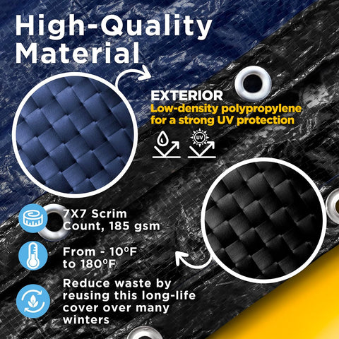 25x45 ft Rectangle Inground Pool Cover, Navy Blue