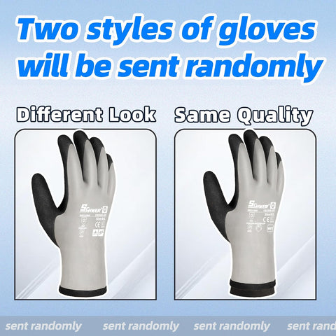 Schwer 2 Pairs 100% Waterproof Winter Work Gloves Latex Coated, CR3305, L