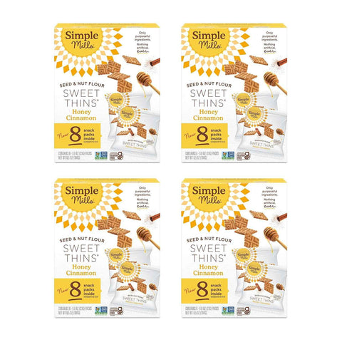 Simple Mills Snack Packs Honey Cinnamon Sweet Thins, Healthy Snacks for Kids, Individual Packs, Seed & Nut Flour, 8 Ct (Pack of 4)