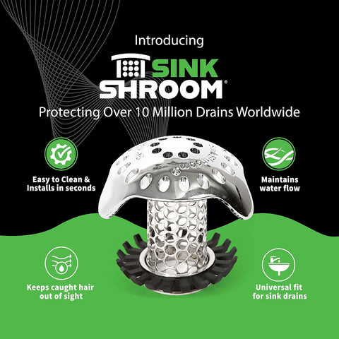 SinkShroom Ultra Revolutionary Bathroom Sink Drain Protector, Stainless Steel with Stopper