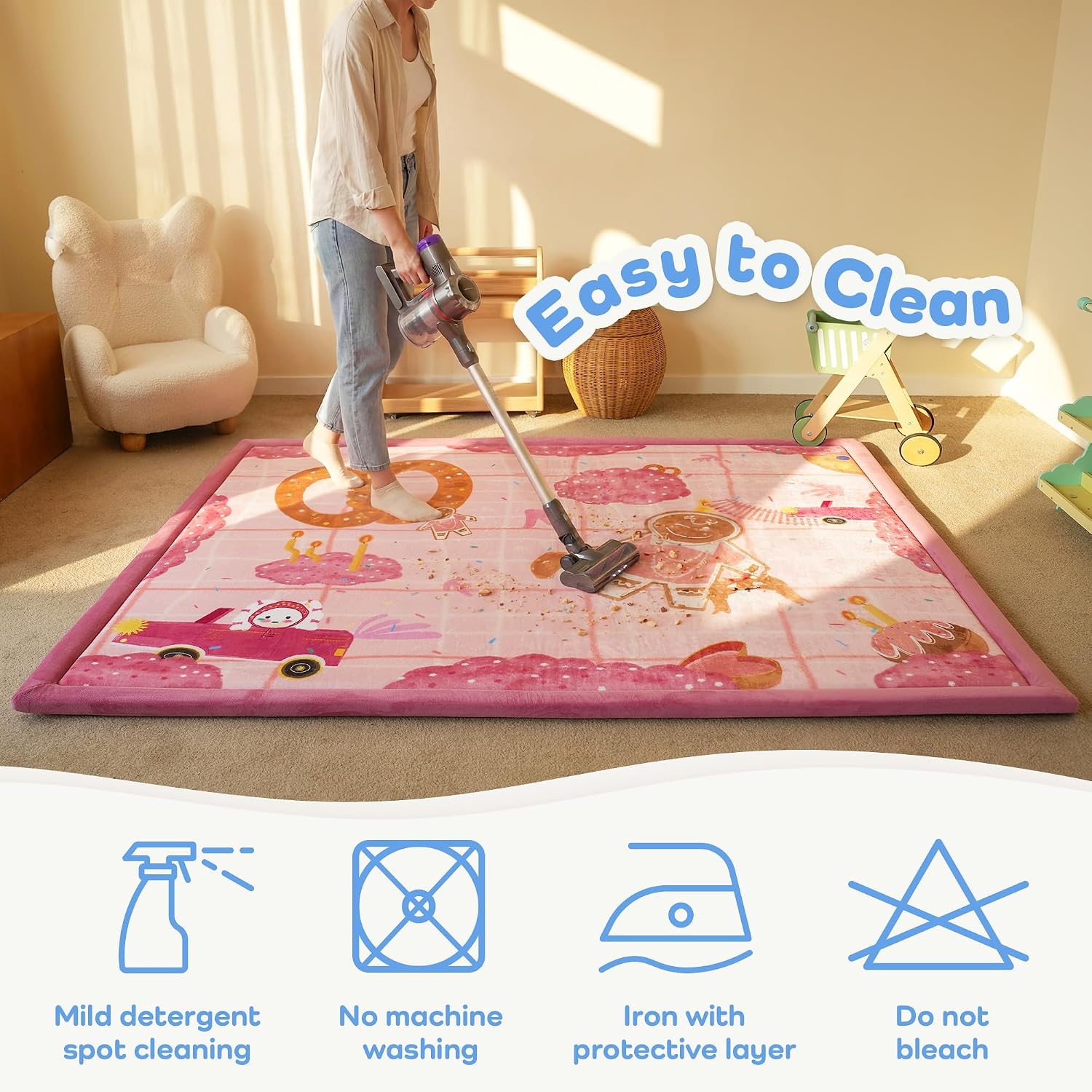 1.5" Thick Baby Floor Play Mat 59x79 Memory Foam Kids Mat(Gingerbread man)