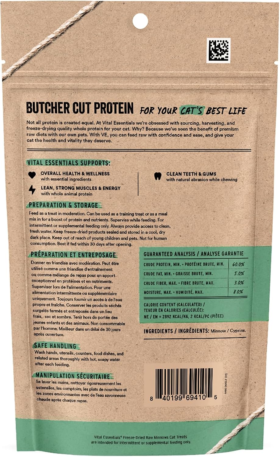 Vital Essentials Freeze Dried Minnows Cat Treats, 1.0 oz Bag