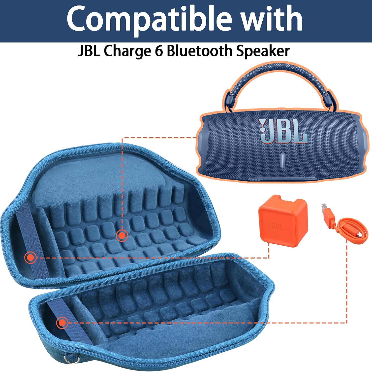 co2CREA Case for JBL Charge 6 Portable Bluetooth Speaker, Blue