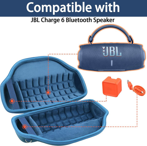 co2CREA Case for JBL Charge 6 Portable Bluetooth Speaker, Blue