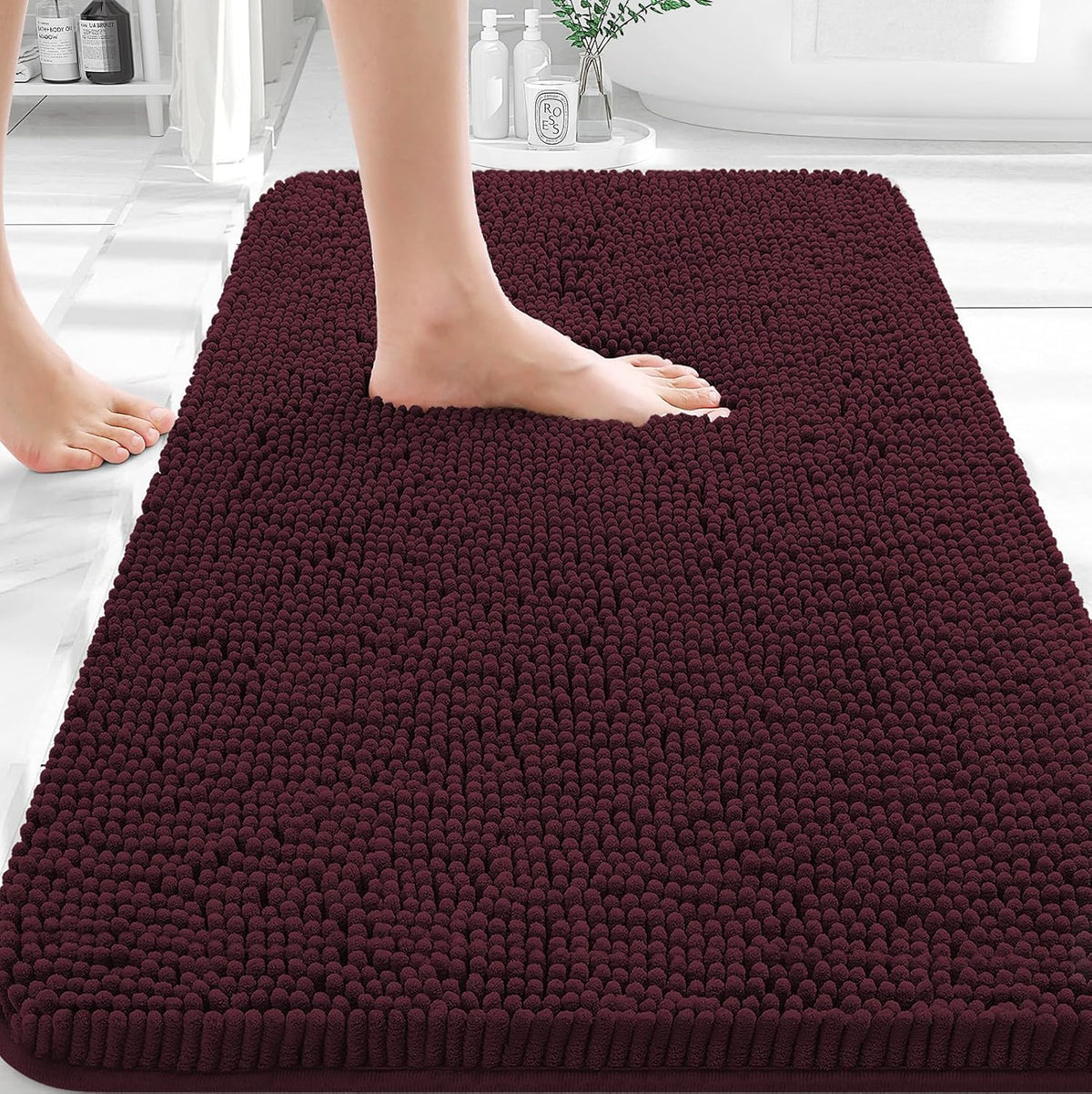 OLANLY Bathroom Rugs 35x24, Extra Soft Absorbent Chenille Bath Rugs