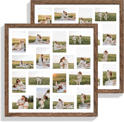 Hongkee 22x22 Frame 2 Pack, Fits 16 4x6 Photo with Mat- Real Glass Cover