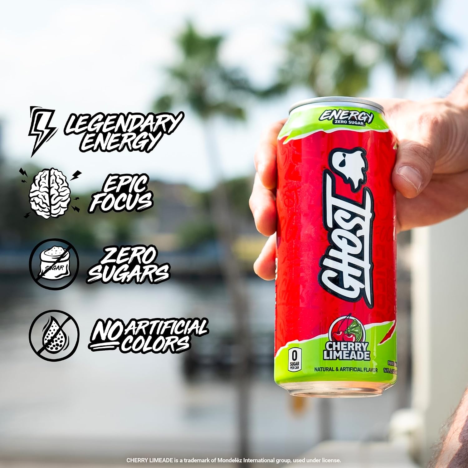 GHOST Energy Drink, Zero Sugars, 12-Pack, Cherry Limeade, 16oz