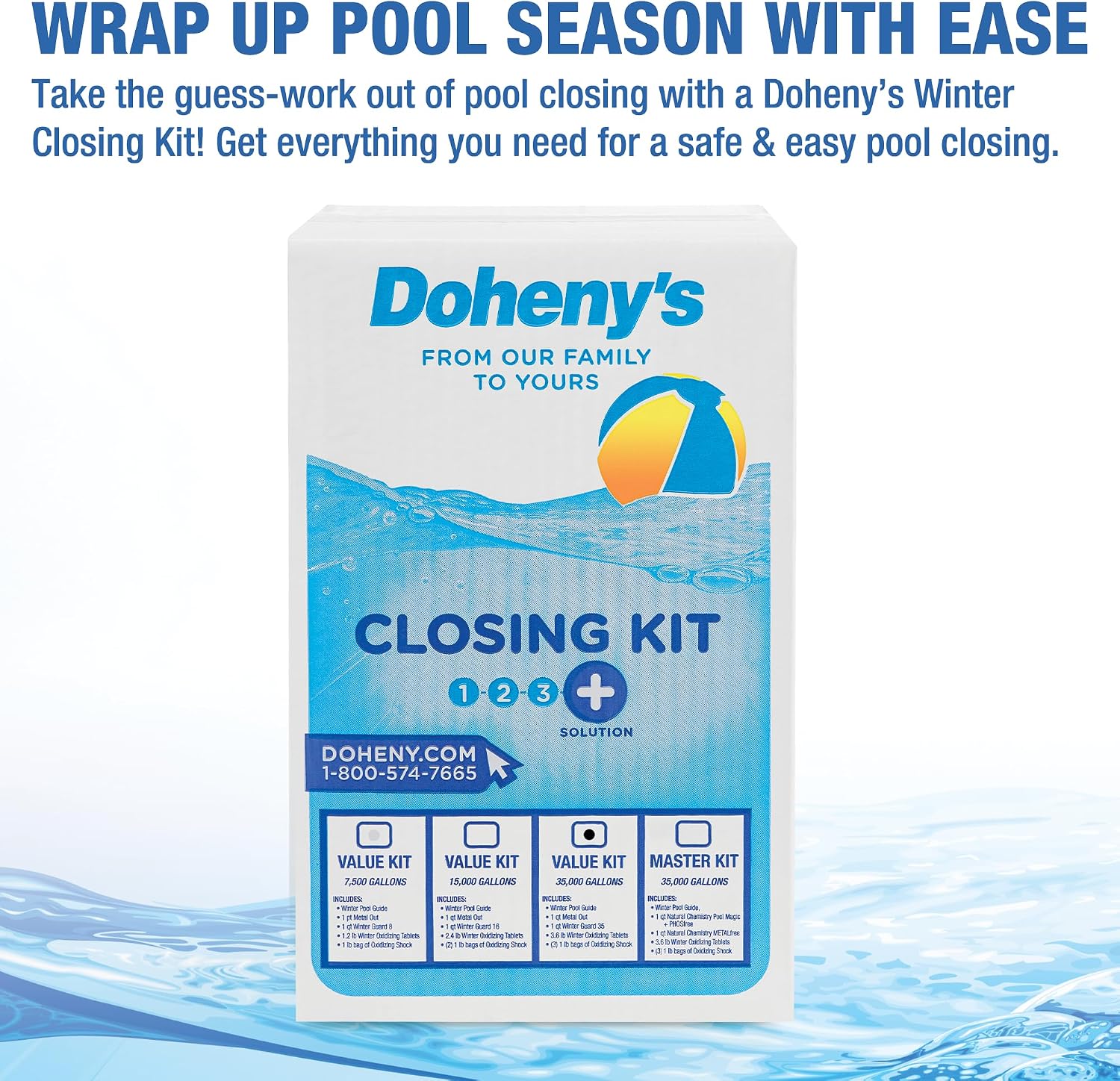 Doheny's Ultimate Pool Closing Kit, Winterizing Chemicals for Above Ground Pools, Inground Pools, Prevents Stains, Rust, Scale, Algae, Treats up to 35,000 Gallons