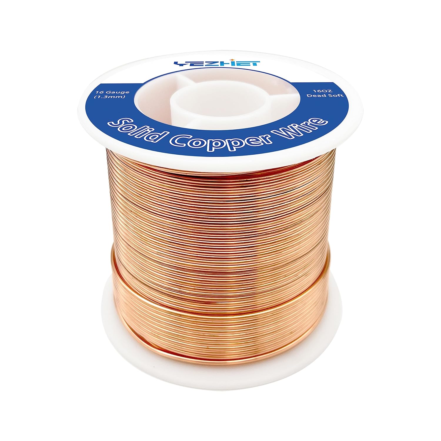 99.9% Solid Bare Copper Wire(16 Gauge(1.3MM, 16 OZ, 130Ft), Dead Soft Strong and Flexible, Copper Wire for Crafts/Jewelry Making/Electroculture Gardening