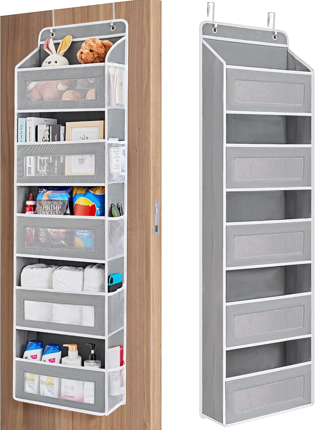 JARLINK Over the Door Organizer for Bedroom, Pantry, Bathroom, 5 Shelf Grey