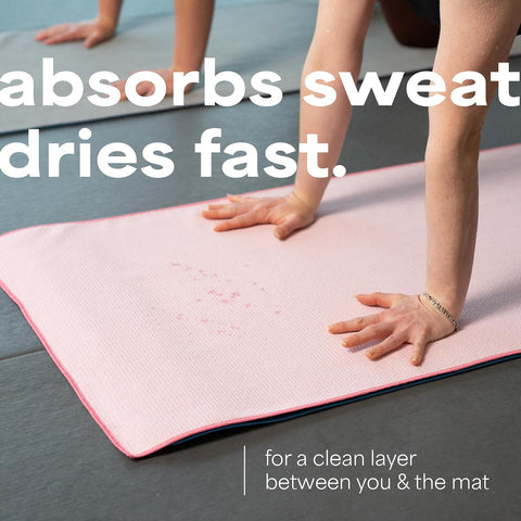 S&T INC. Aura Microfiber Yoga Mat Towel with Grip, 2 Pack, 24" x 72", Pink
